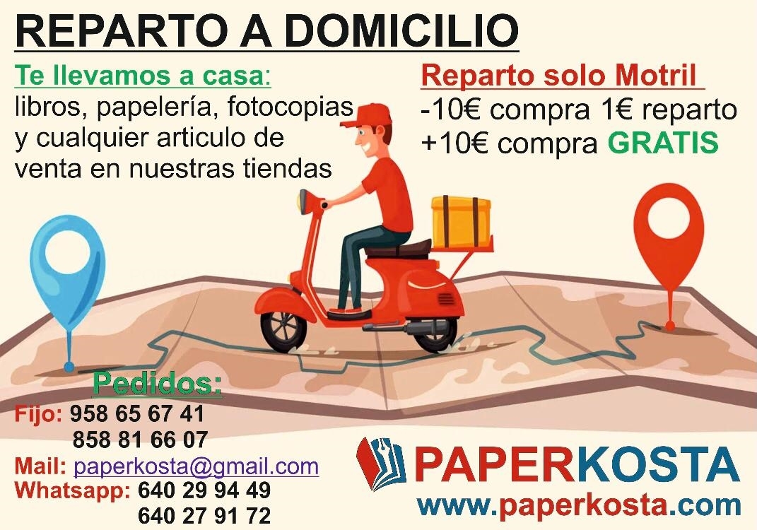 reparto-a-domicilio-libreria-papeleria-paperkosta-en-motril Reparto a domicilio en Librería Papelería Paperkosta en Motril (Granada)